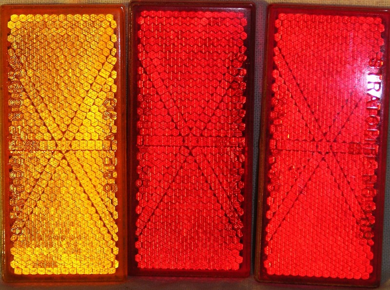 John Deere Stick-On Reflectors Pack of 3 2-Red 1-Yellow 3⅛” x 1⅜” Vintage