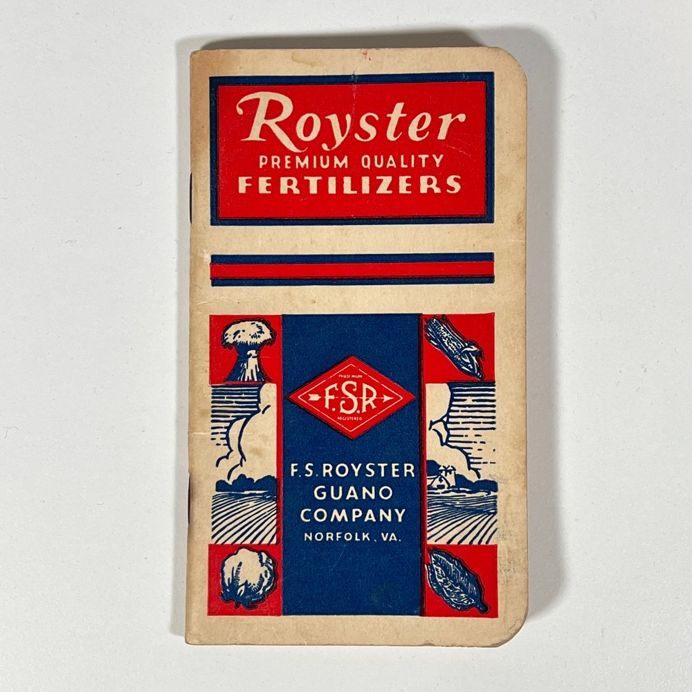 Vintage 1940 Royster Guano Fertilizer Advertising Memo Book Calendar Norfolk VA