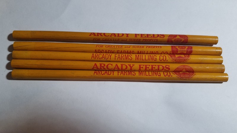 5 Vintage Arcady Feeds Advertising Pencils