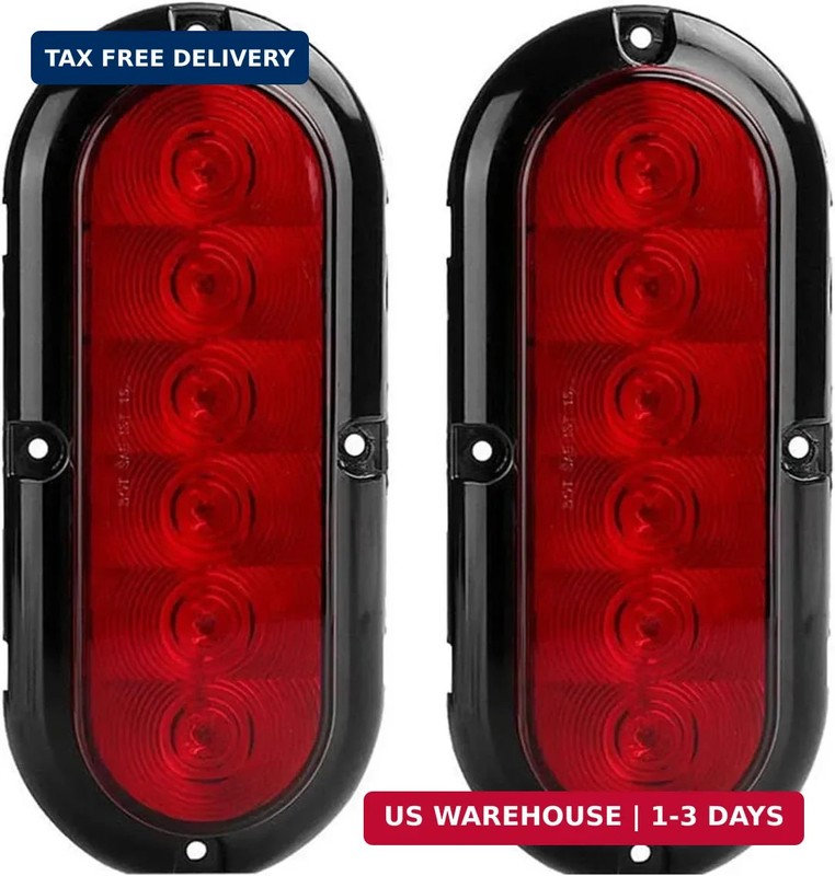 NPAUTO 2Pcs 6″ Oval Trailer Tail Lights Red 6 LED Stop Turn Brake Light Trailer