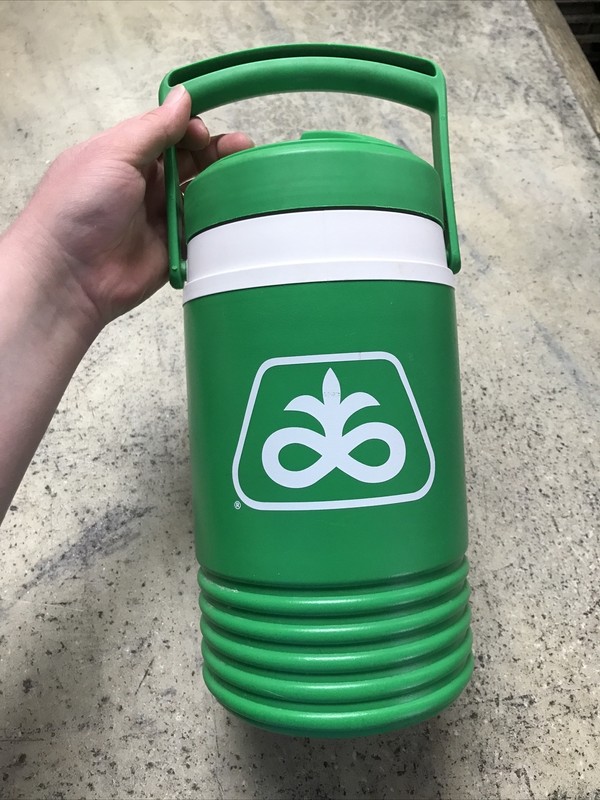 Pioneer Seed Corn Green Igloo Water Drink Jug Cooler 1/2 Gallon w Handle USA Vtg gallery