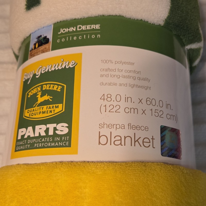 John Deere Sherpa Fleece Blanket 48x60in Polyester Green Yellow Agriculture gallery