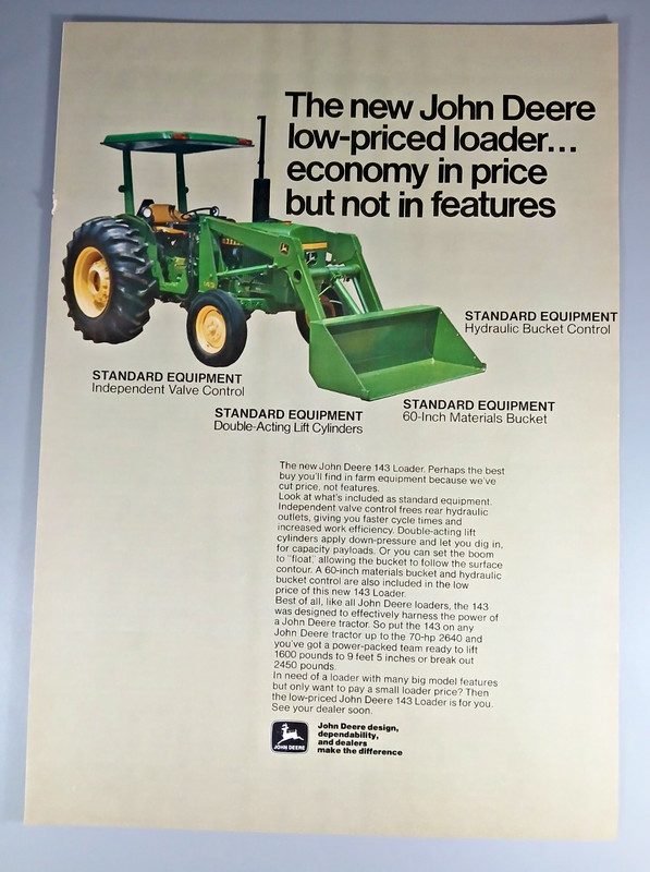 Original 1977 John Deere 143 Loader Magazine Ad