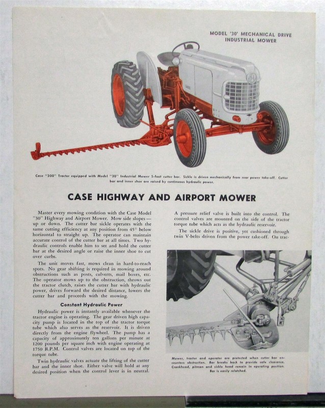 1955 Case 30 Mower Construction Specifications Sales Data Sheet