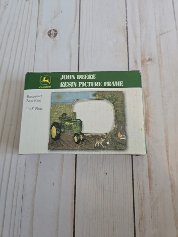 John Deere Farm Equipment Tractor Resin Picture Frame New NOS 1990s Painted