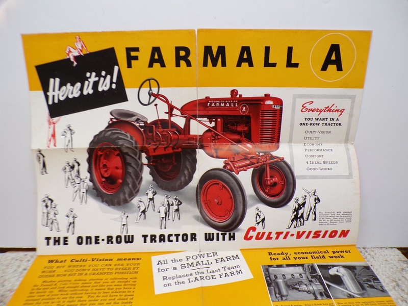 1939-1947 Farmall A Tractor One-Row IH Color Foldout Mailing Brochure A-355-DD gallery