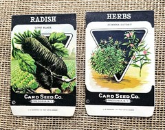 2 Vintage Seed Packets Card Seed Co Herbs & Radish USA No Seeds Empty