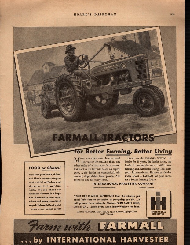 1946 Farmall original Tractor ad Scarce