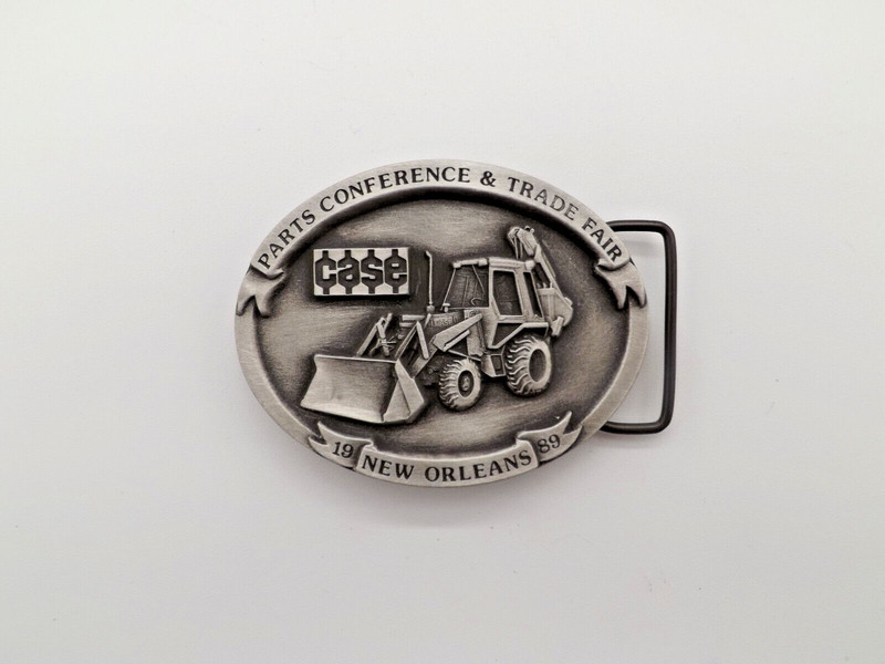 Case CE Trade Fair Fine Pewter Belt Buckle 1989 New Orleans