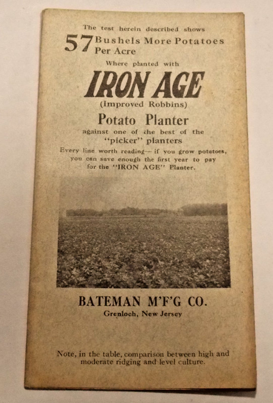 Iron Age Potato Planter Bateman Man. Grenloch, NJ Brochure Farming Agriculture