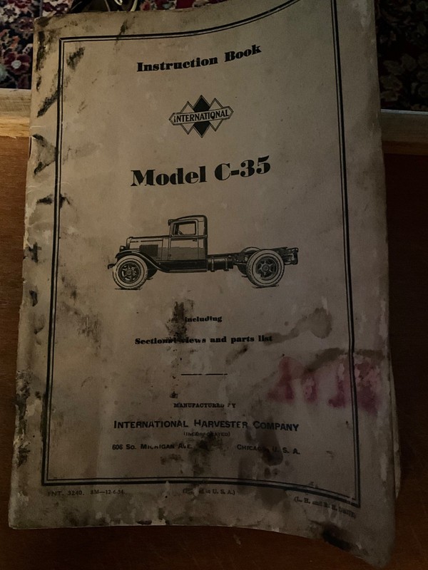 International Harvester truck model C-35 instruction book /chart