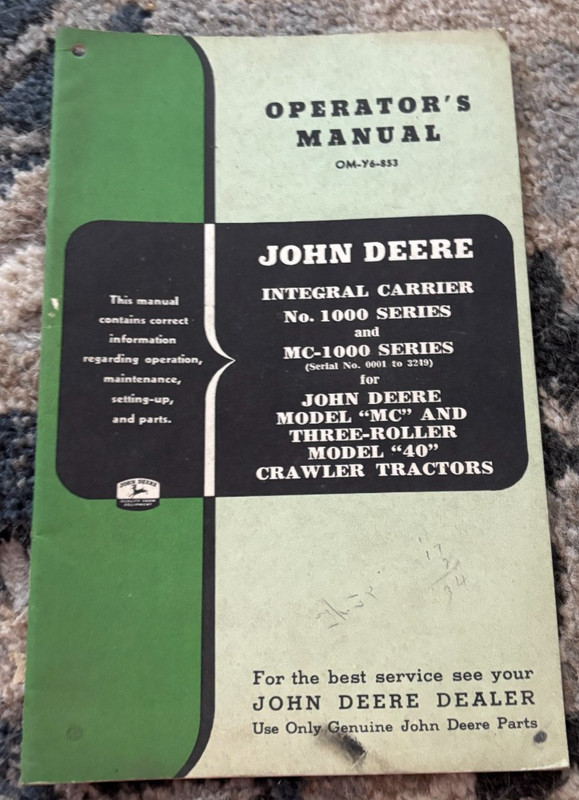 John Deere 1000 Series Integral Carriers Operator’s Manual FCCA25