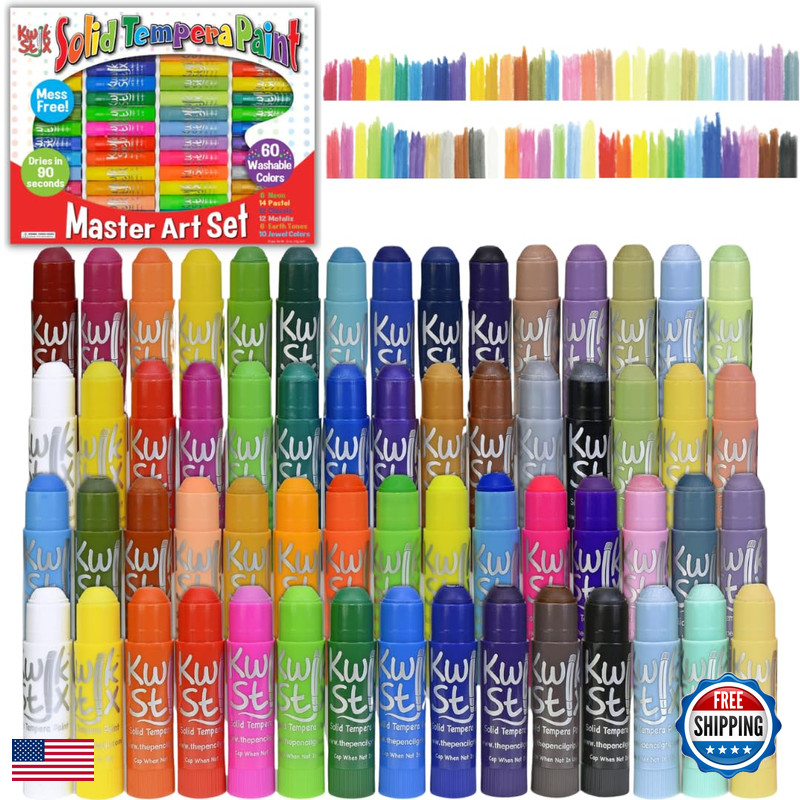 The Pencil Grip Kwik Stix Solid Tempera Paint Sticks 60 Colors Washable Paint
