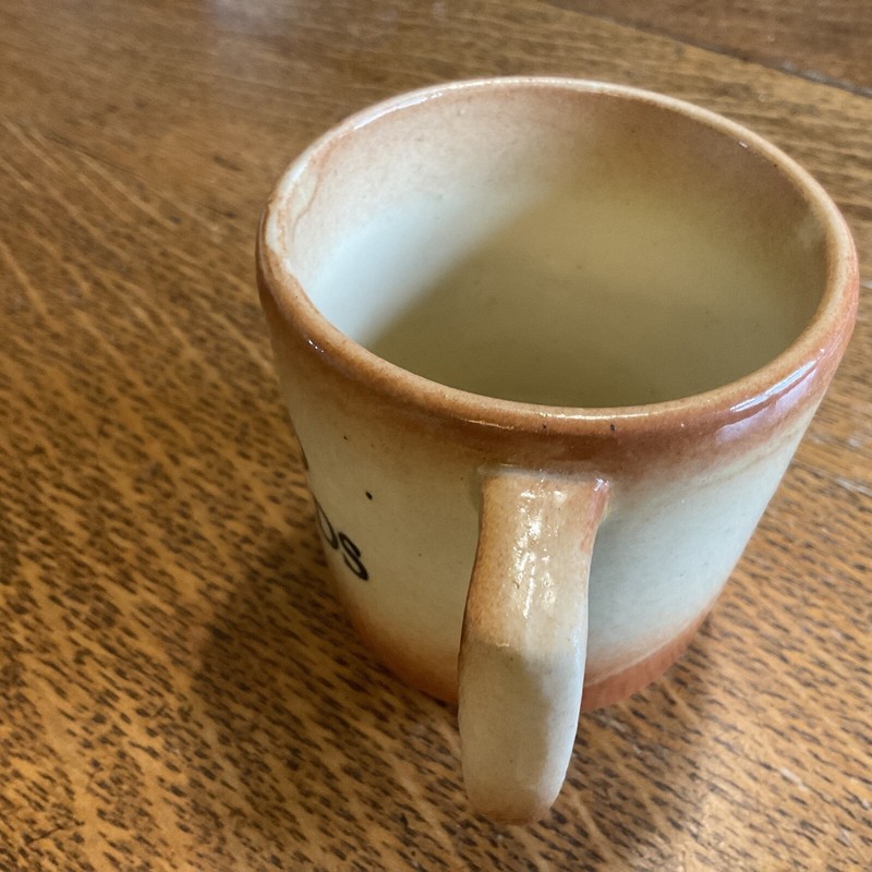 Vintage W C FEEDS STORE Pottery Cup Mug 3" gallery