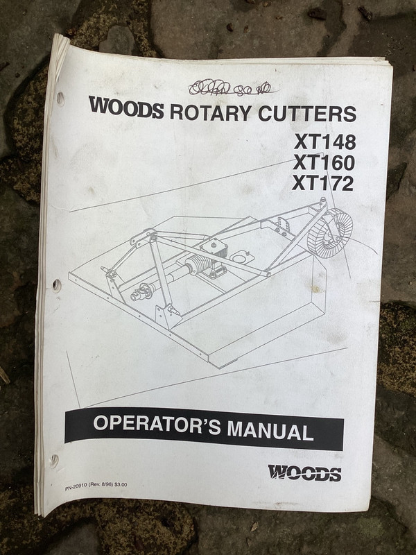 Original Woods Model XT148, XT160, XT172 Rotary Cutters Owner’s Operating Manual
