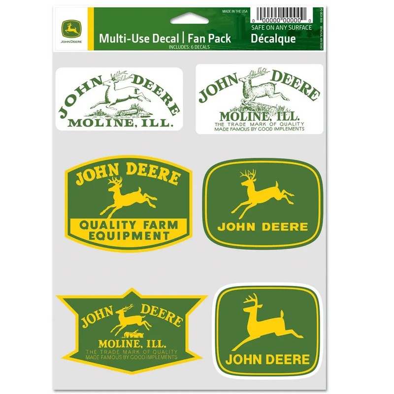 JOHN DEERE 6-MULTI USE DECALS FAN PACK WINCRAFT 🚜