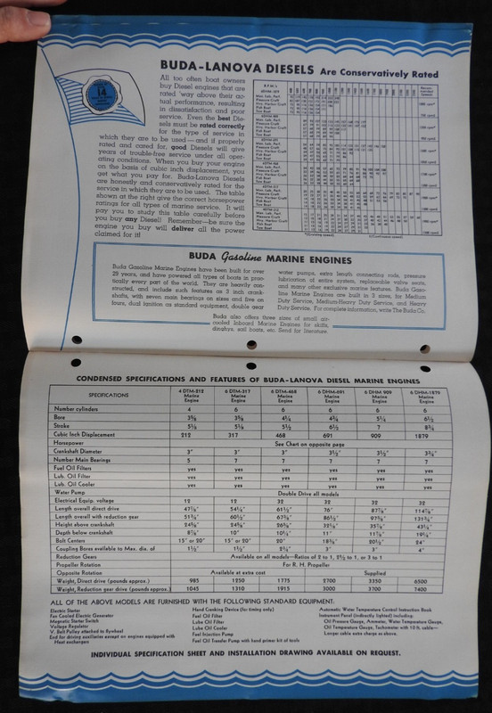1940 "Buda Lanova Marine Diesel Engines" Work-Tow-Fish-PLEASURE Boat Brochure gallery