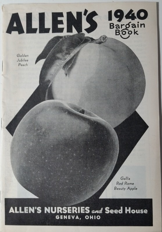 1940 Allen’s Nurseries and Seed House Catalog Geneva, Ohio Golden Jubilee Peach
