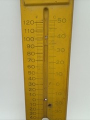 Vintage John Deere Advertising Thermometer Wall Mount Farm Tractor Yellow Metal