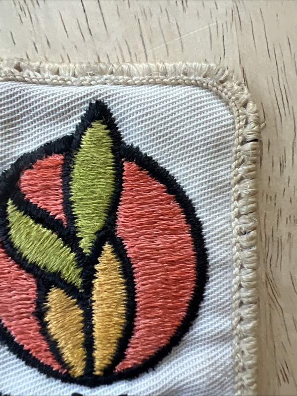 Vtg Embroidered Cloth GOLDEN HARVEST SEED Farmer Patch gallery