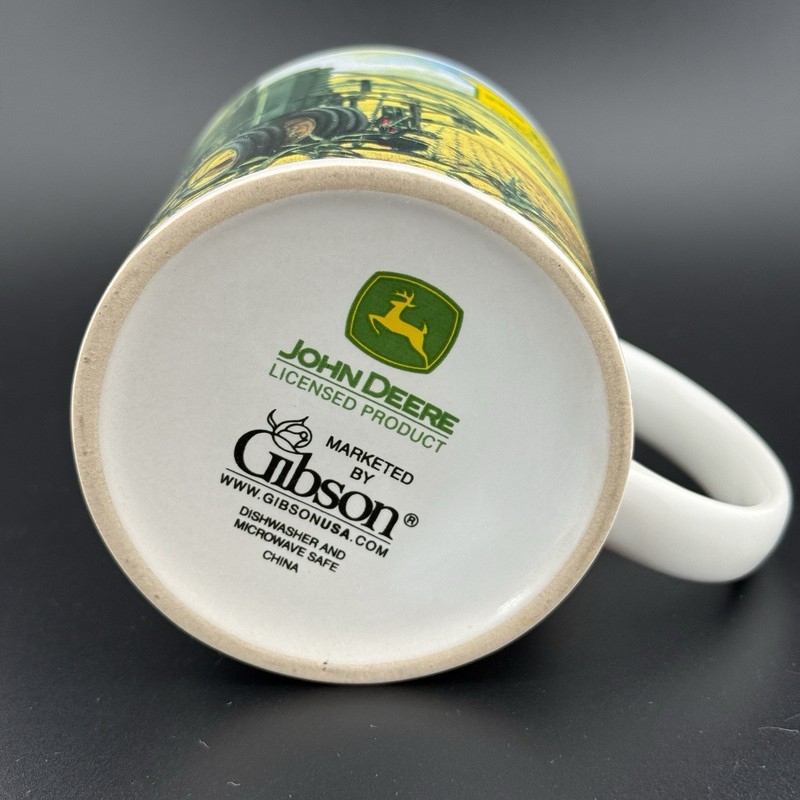 John Deere Gibson Coffee Mug Farm Tractor Scene Logo Green Yellow Cup gallery
