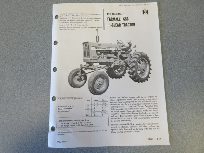 Farmall 656 Hi-Clear Tractor Sales Info 2 Page