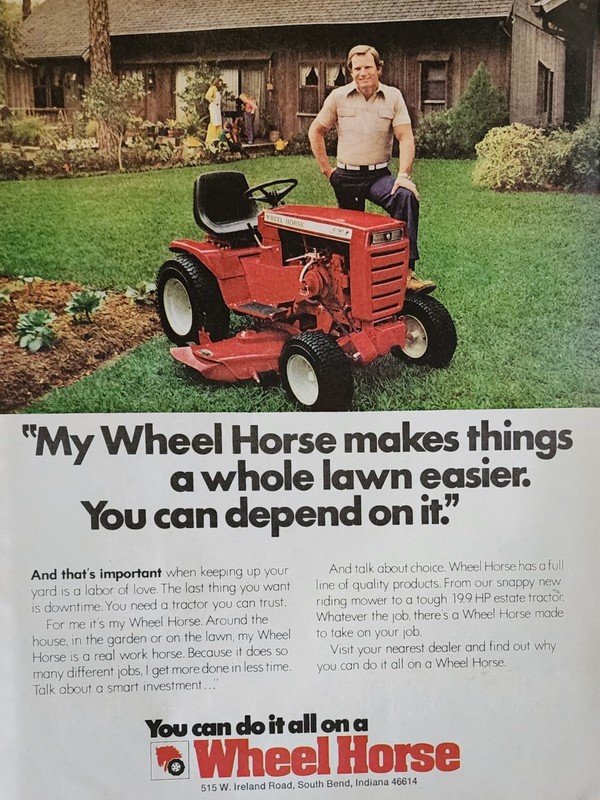Wheel Horse Tractor Mower Lawn Picture Vtg Magazine Ad Wall Art Decor Retro