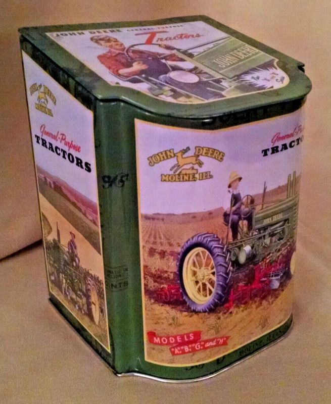 JOHN DEERE TRACTOR TIN CANISTER LID SULKY PLOW MODEL A B G H GENERAL PURPOSE.