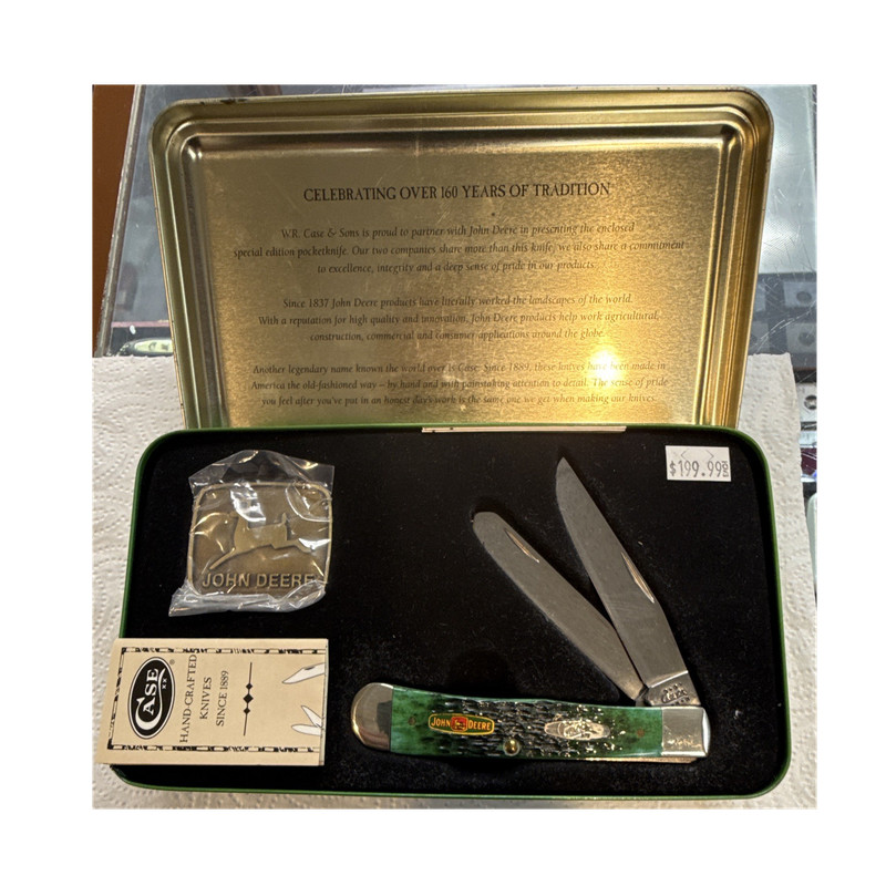 John Deere Case XX Special Edition 2-Blade Knife Tin & Buckle
