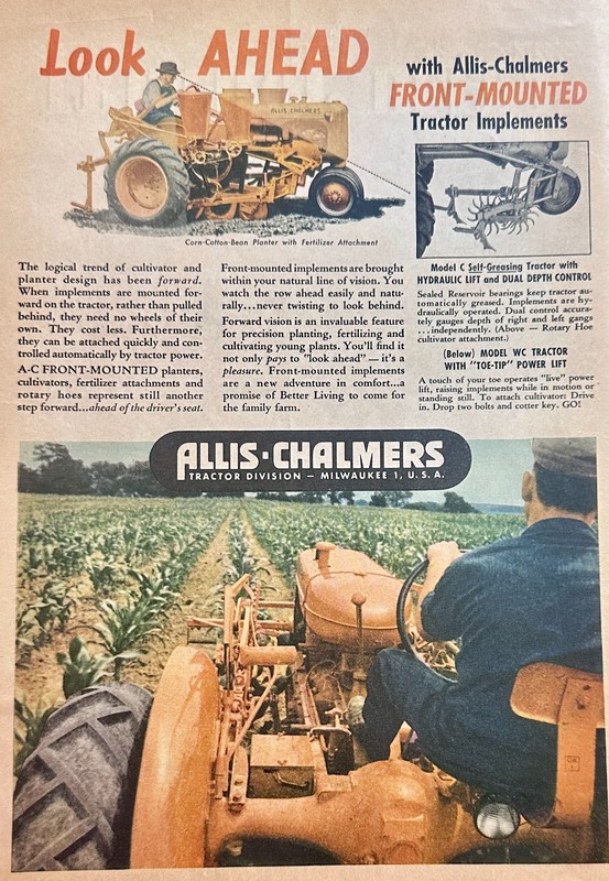 1946 Allis-Chalmer Model WC with Front Mounted Implements Ad #N1091