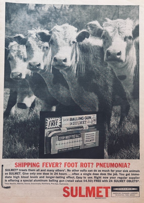 Mixed Lot of (5) Agricultural Feed/Animal Med Ads Set #114