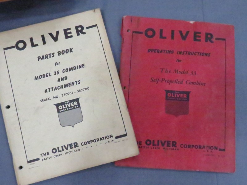 Oliver Lot of 2 Manuals 33 Operators Manual 35 Parts Catalog Combine