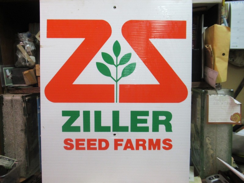 ZILLER FARM SEED CORN company field SIGN HYBRIDS SOYBEANS BIRD ISLAND MINNESOTA