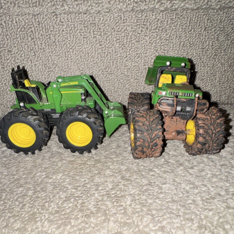 Lot of 2 John Deere Monster Treads – Tractor with Loader & Rare “Muddy” Gator