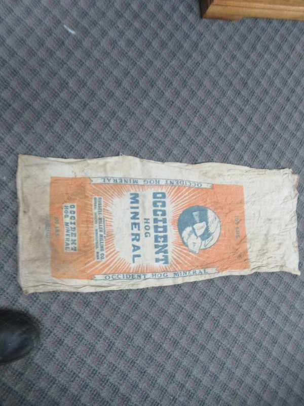 OCCIDENT HOG MINERAL FEED EMPTY COTTON Cloth BAG RUSSELL MILLER MILL MPLS MINN