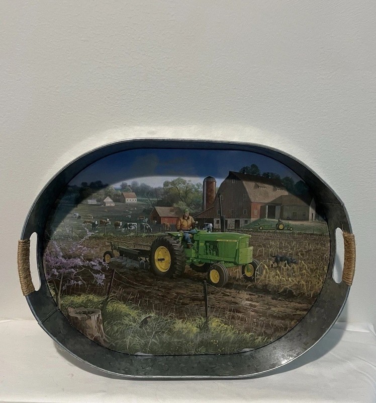 Vintage John Deere galvanized Metal Serving Tray (NEW ERA) 2007