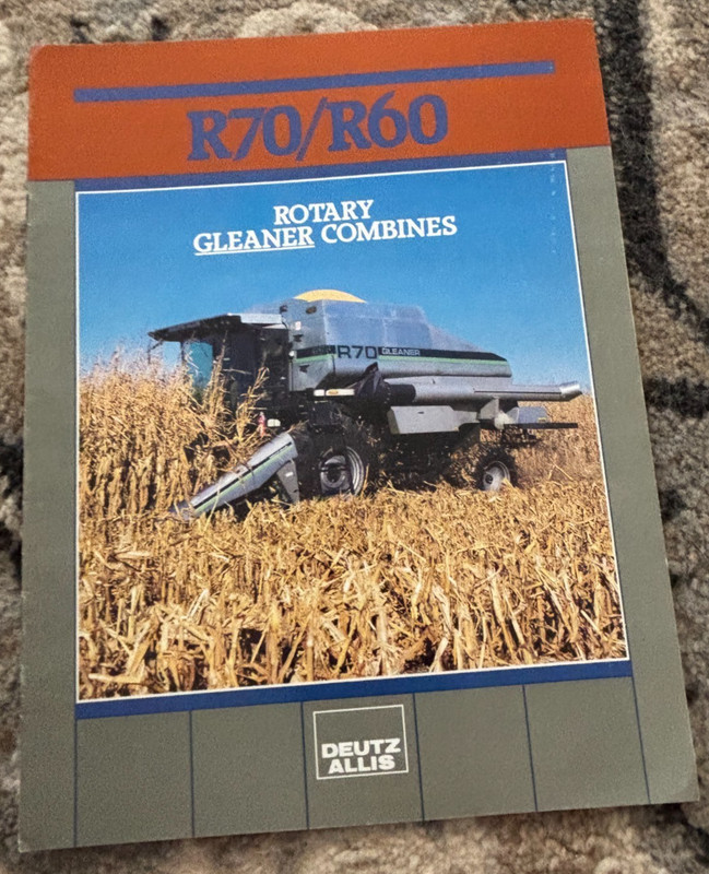 Deutz Allis R70 R60 Gleaner Rotary Combine Brochure FCCA25