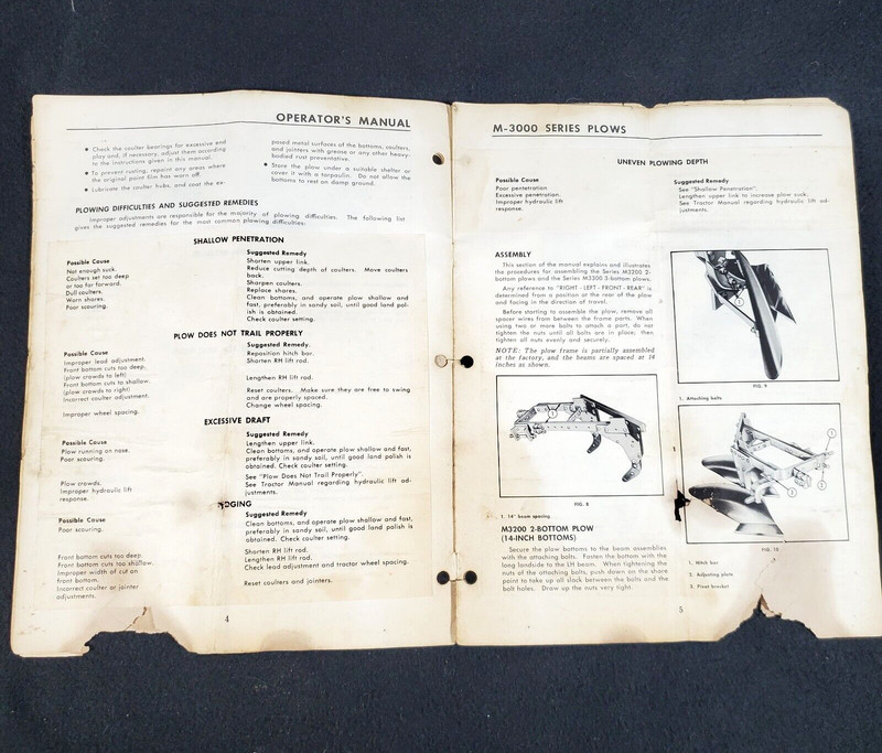 Vintage M-3000 Series Moldboard Plows Operators Manual by Minneapolis Moline gallery