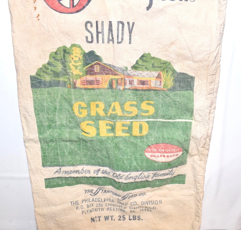 Vintage Cloth Sack * STANFORD GRASS SEED * Pennsylvania Country Advertising Bag