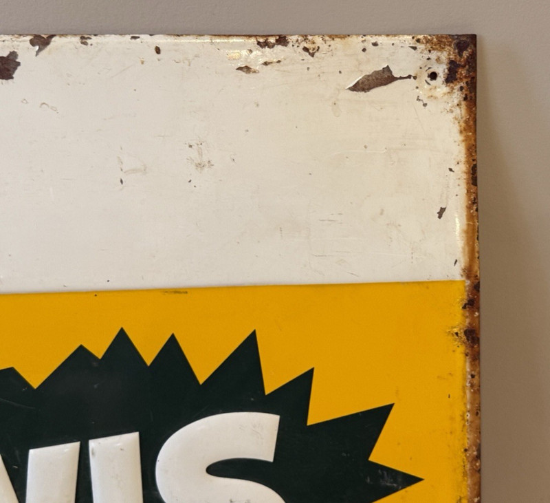 ANTIQUE LEWIS HYBRID DEALER FEED & SEED FAME SIGN EMBOSSED METAL 26" x 24" (DT gallery