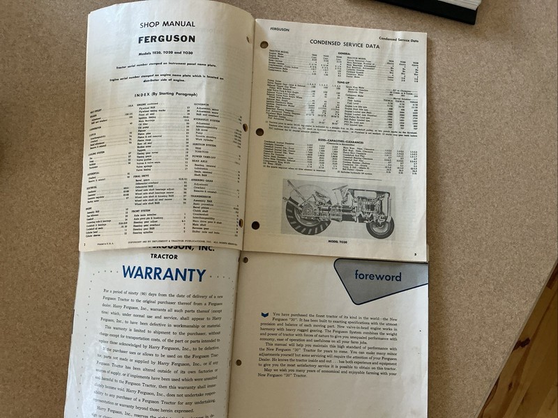Vintage Ferguson TO30 Tractor Owners Manual And Shop Manual gallery