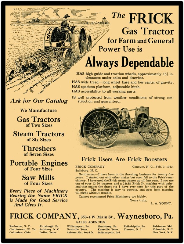 Frick Gas Tractors of Waynesboro, PA NEW Sign 24×30″ USA STEEL XL Size