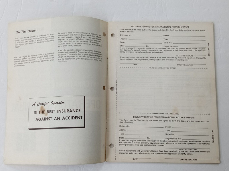 International Harvester Rotary Mowers 38A 44A 50A 3 Spindle Operator's Manual gallery