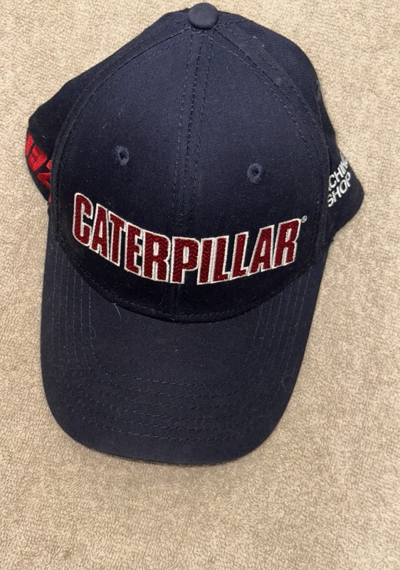 Caterpillar Machine Shop Lafayette IN Hat Navy Blue Red White Agriculture Theme