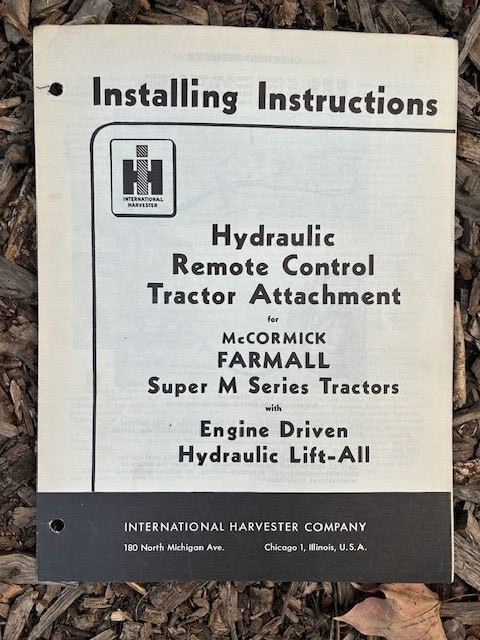 Vintage IH International Harvester Farmall Super M series Tractors instructions