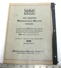 VINTAGE 1953 MINNEAPOLIS MOLINE UNI TRACTOR REPAIR CATALOG L LA