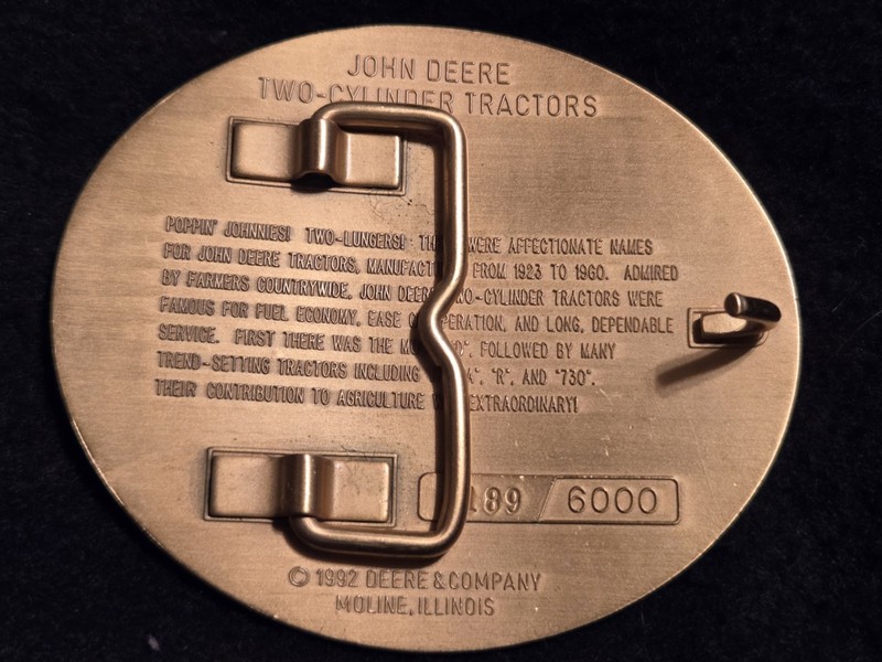 1992 John Deere Two-Cylinder Tractor Belt Buckle D R A 730 Gold Plate Limited Ed gallery