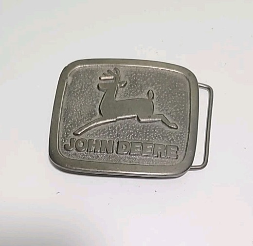 Vintage John Deere Belt Buckle Brass Plated by Wyoming Studio Art Works 2.5 x 3″