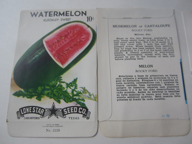 Lot of 10 Old Vintage - WATERMELON & CANTALOUPE - Melon SEED PACKETS - EMPTY gallery