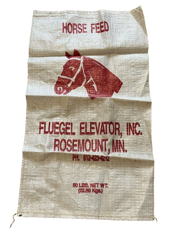 Vintage Horse Feed Sack Rosemont MN Fluegel Elevator Farming Advertising RARE